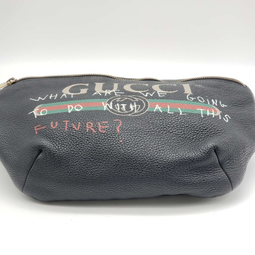 100% Authentic Gucci Black Leather Belt Bag - Picture 9 of 16